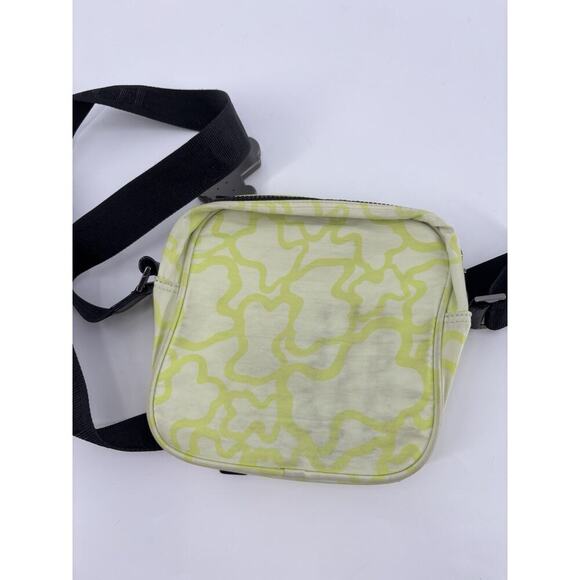 Tous Crossbody Bag Lime Green White Kaos Messenger Nylon Zip Pockets Bear Charm - Picture 7 of 16